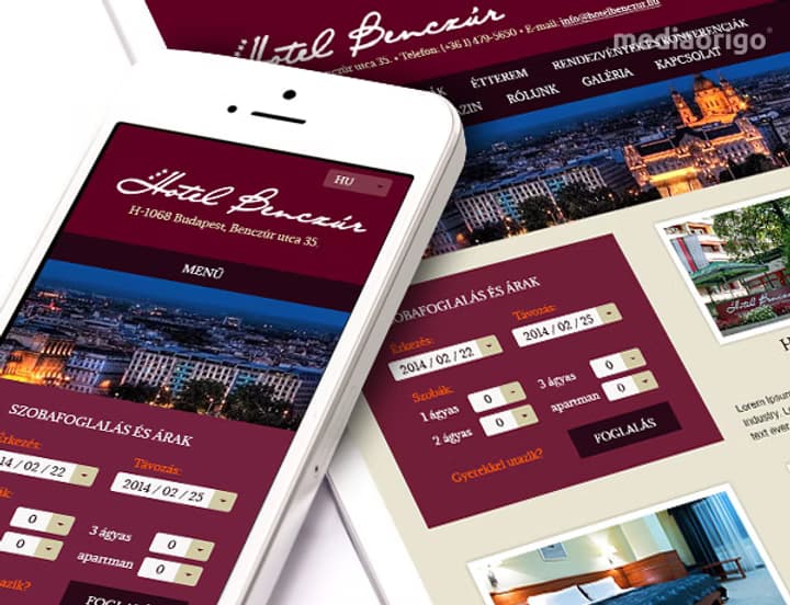 Hotel Benczúr — weboldal és arculat
