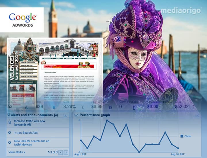 Velencei Karnevál utazási kampányoldal